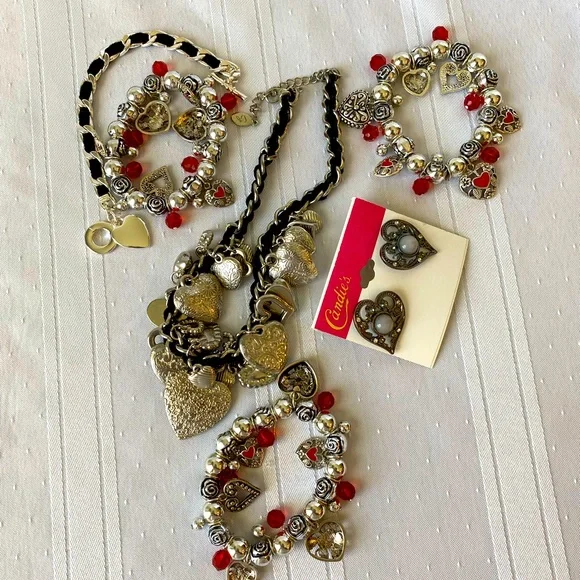 Heart-shaped Silver-tone Jewelry Lot - Picture 1 of 12